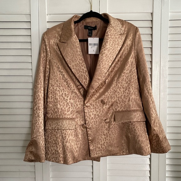 Satin Monochrome Cheetah Print Blazer - Picture 6 of 8